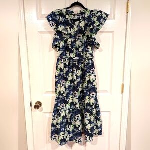 Women's Flutter Sleeve Poplin Thread Midi Dress A New Day size Medium